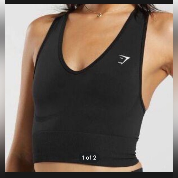 Gymshark V-Neck Black Sports Bra - Picture 4 of 5